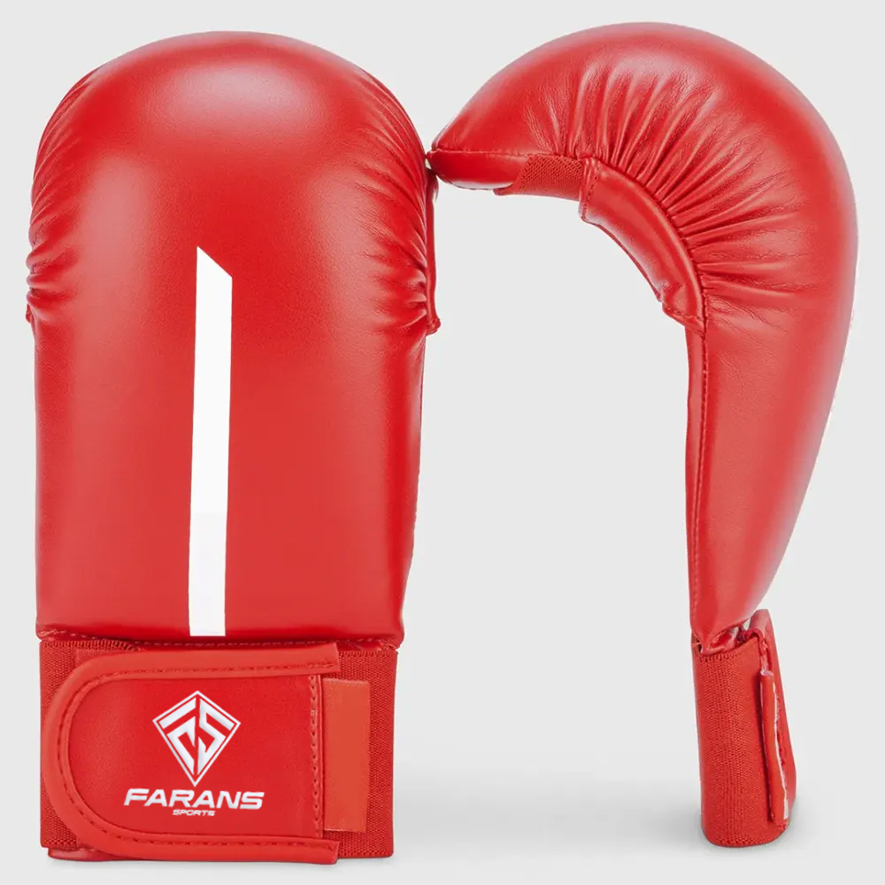Red/White Farans Red Label Karate Mitt without Thumb