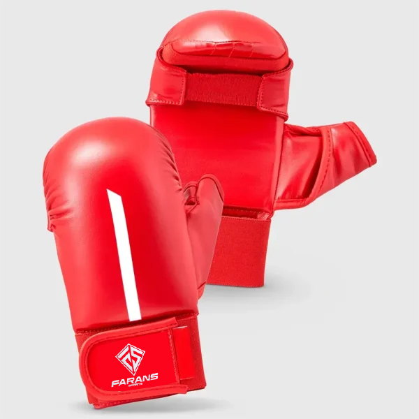 Red/White Farans Red Label Karate Mitt with Thumb - Image 2