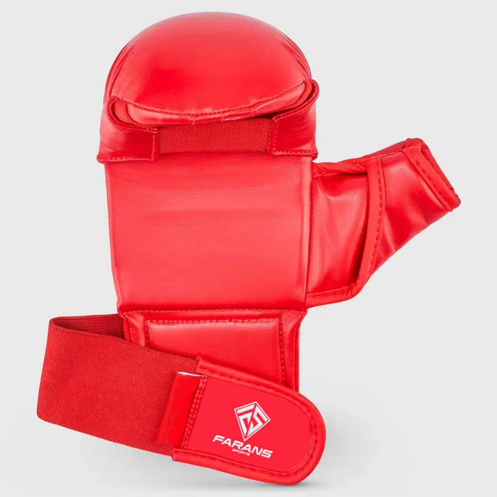 Red/White Farans Red Label Karate Mitt with Thumb - Image 3