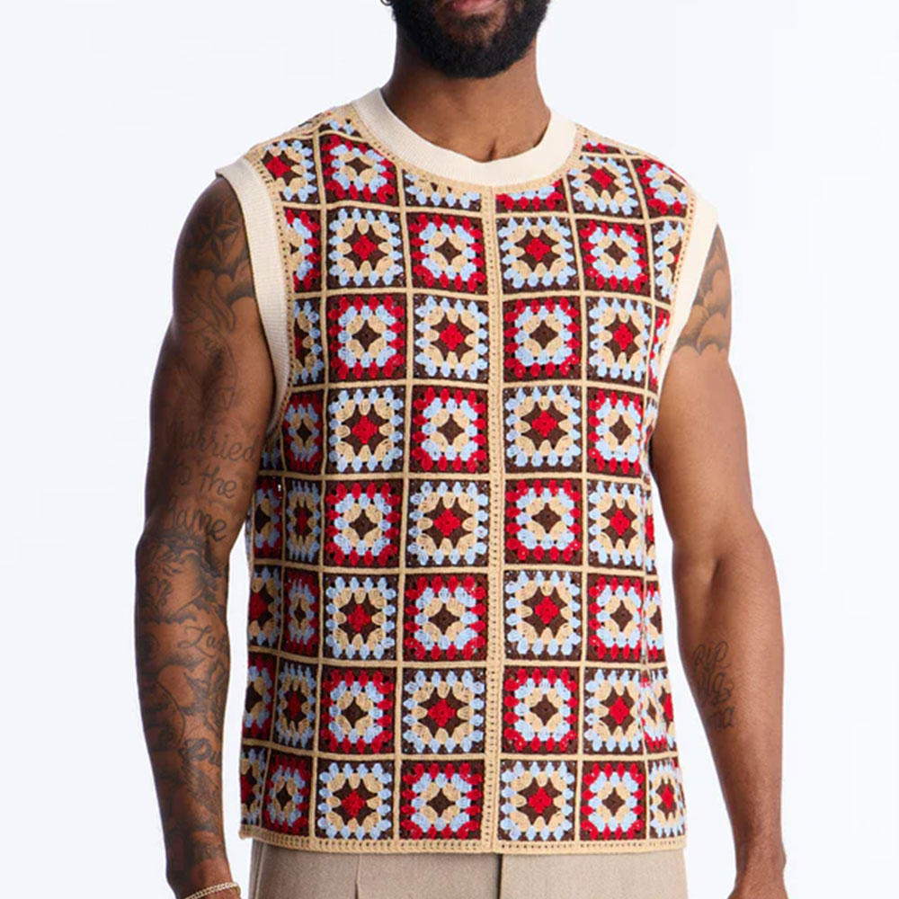 Square One Sweater Vest – Burgundy/combo