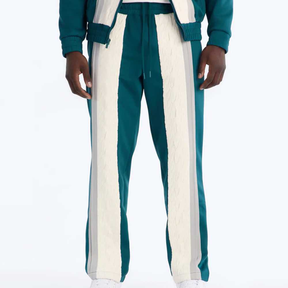 Straight Contrast Panel Knitted Track Pant – Teal