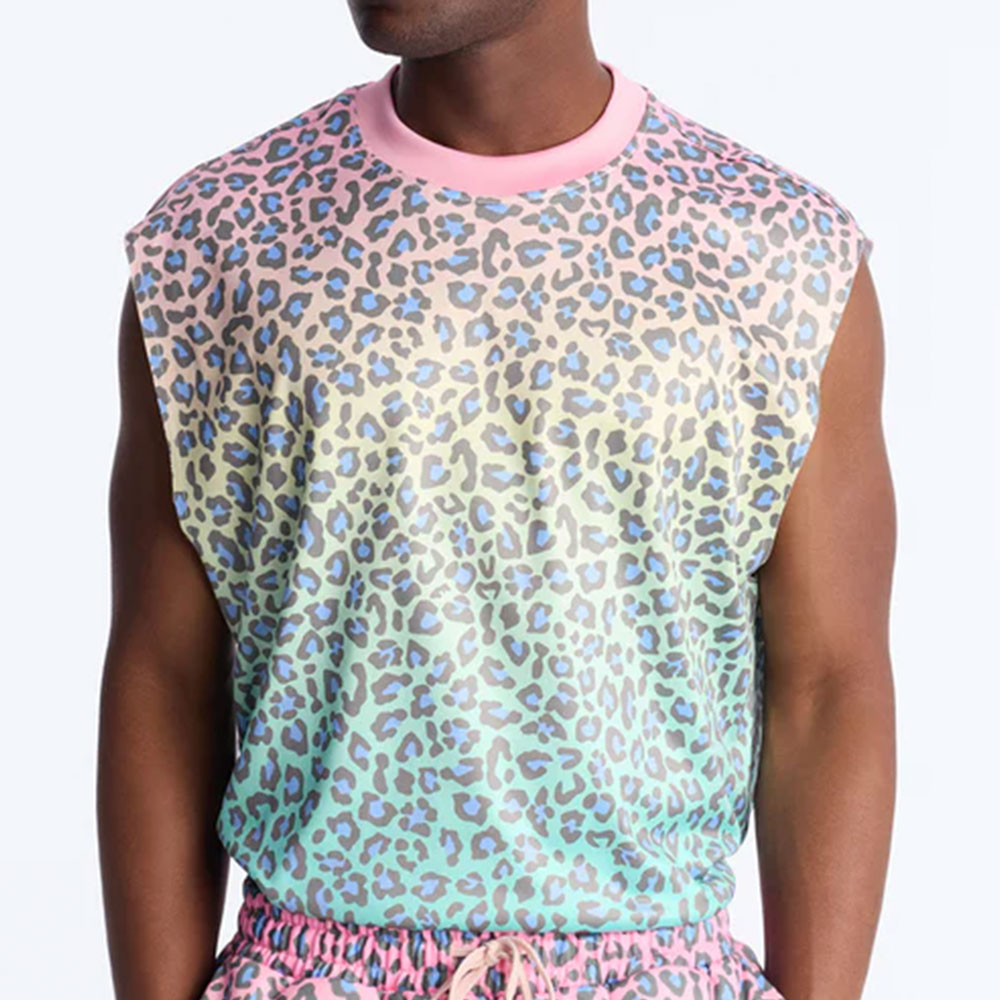 Relaxed Electric Rave Leopard Sleeveless Crew Neck Tank – Multi Color