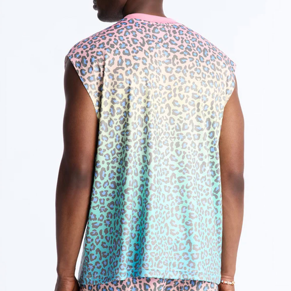 Relaxed Electric Rave Leopard Sleeveless Crew Neck Tank – Multi Color