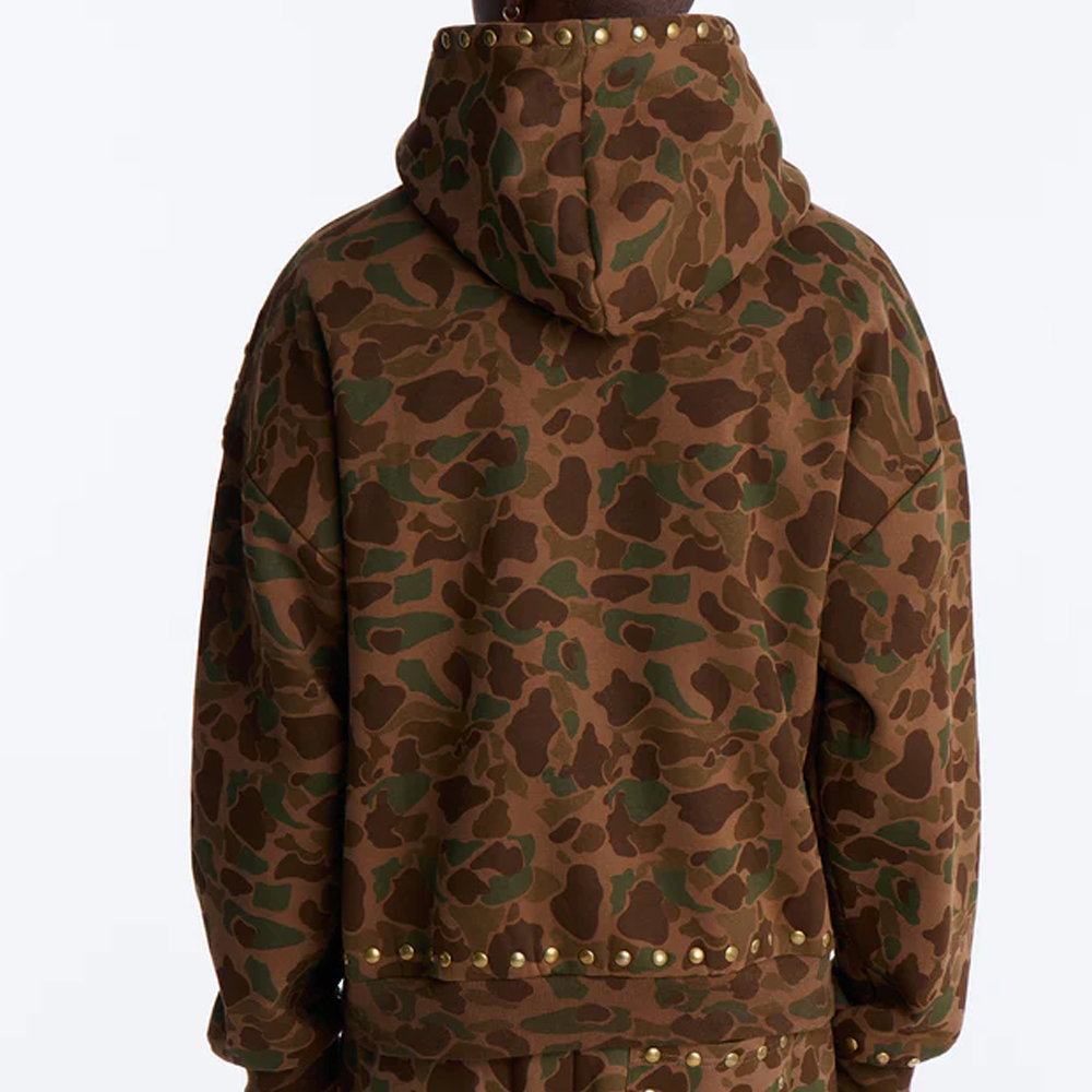 Oversized Frontline Studded Camo Hoodie – Camouflage
