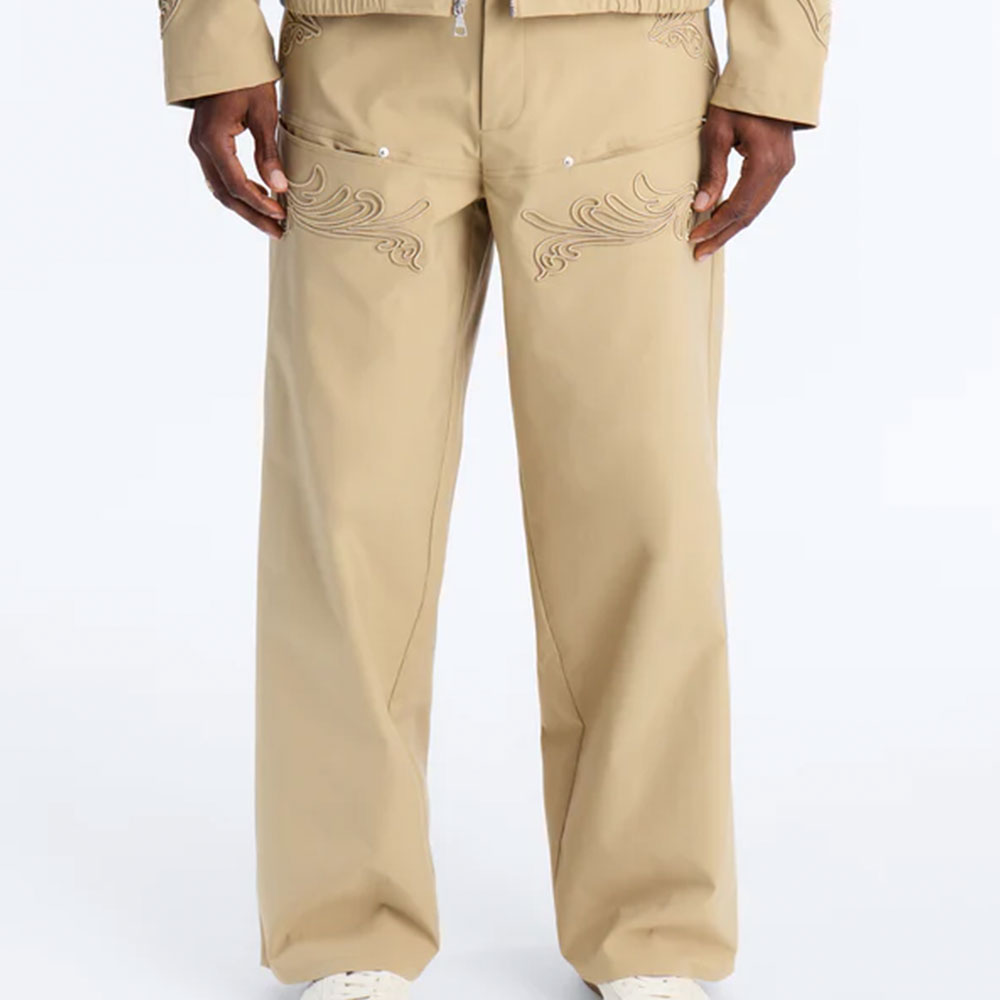 Delaro Embroidered Baggy Pant – Khaki