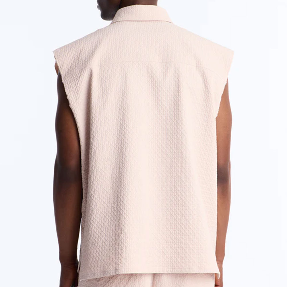 Oversized Inspired By Fear Seersucker Muscle Polo – Light Pink