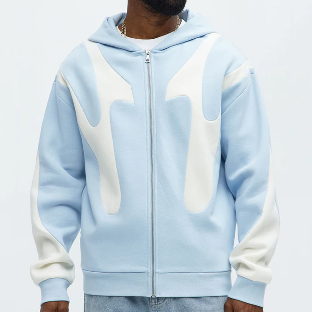 Tyson Oasis Paneled Zip Up Hoodie – Blue/combo