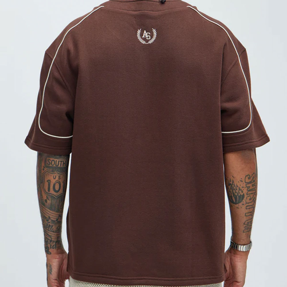 Athletics Sports Club Short Sleeve Henley – Brown